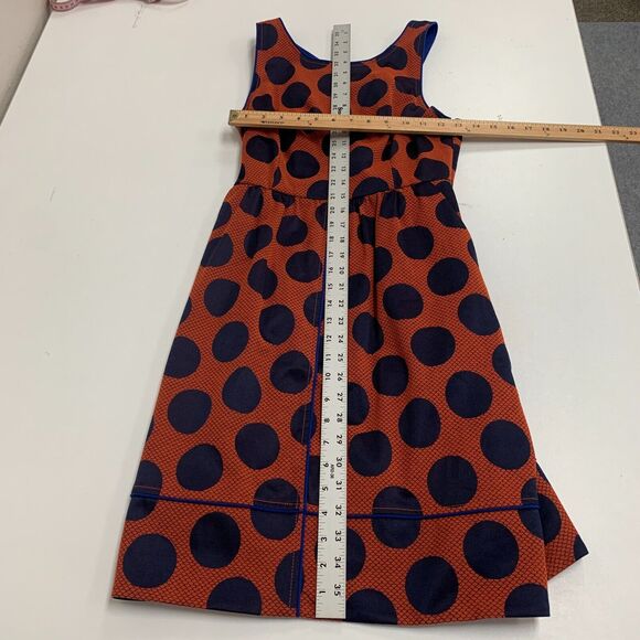Anthropologie Maeve Dress Womens 4 Orange Black Polka Dot Cross Back Lined - Picture 8 of 15